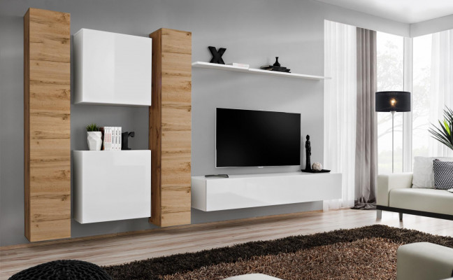 Unité murale Meuble en bois blanc Armoire Armoire murale Designer Étagère murale complète