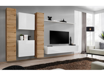 Unité murale Meuble en bois blanc Armoire Armoire murale Designer Étagère murale complète