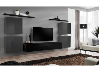 Suite 7tlg Ensemble mural Ensemble de salon de luxe Étagère murale en bois Mobilier Ameublement neuf
