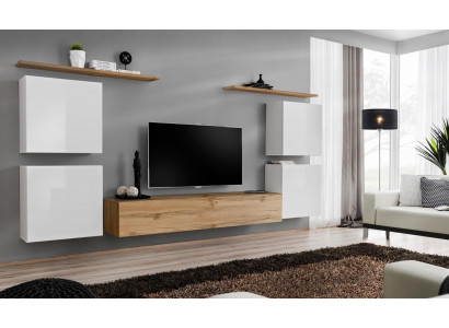 Suite Set 7 pièces de luxe nouveau mur brun Brun TV stand L'armoire murale en bois