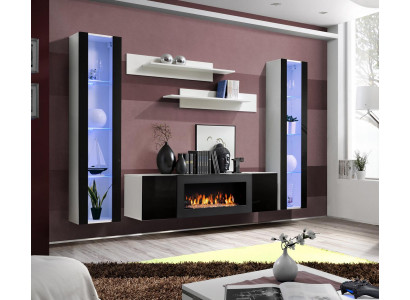 Unité murale de luxe pour téléviseur Buffet en bois Salon de designer Vitrine suspendue Meuble