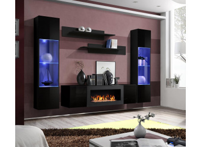 Designer Black Wall unit Wooden furniture Hanging Display case Luxury Sideboard Wall Shelves ----- Unit murale noire de designer Mobilier en bois Vitrine suspendue Buffet de luxe Étagères murales