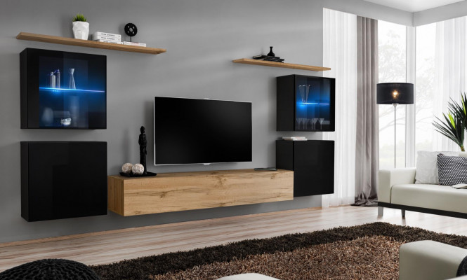 Salle de séjour 4x Armoire murale Unité murale Meuble TV Design moderne Ensemble 7 pièces nouveau