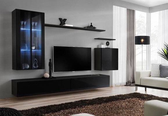 Meubles de salon Unité murale armoire murale buffet noir meubles en bois de luxe