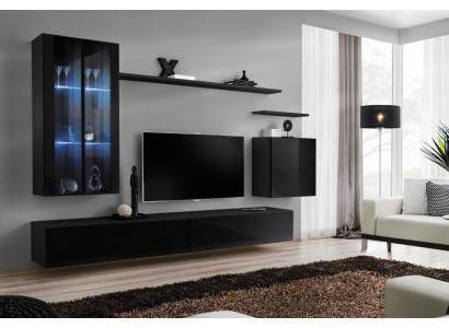 Meubles de salon Unité murale armoire murale buffet noir meubles en bois de luxe
