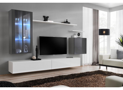 Étagères murales complètes Mobilier de salon 3x armoire murale, meuble TV de luxe, buffet bas