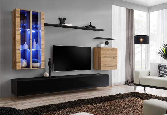 Meuble bas de télévision noir en bois, buffet bas, bahut, meuble mural en bois, nouveau.