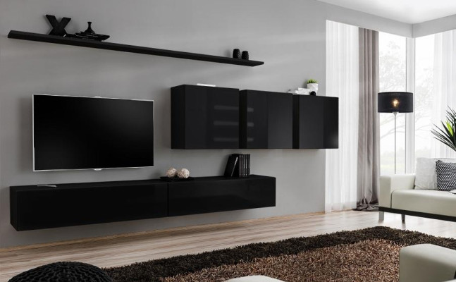 Unité murale noire Mobilier de salon Buffet latéral moderne Designer Armoire murale Designer