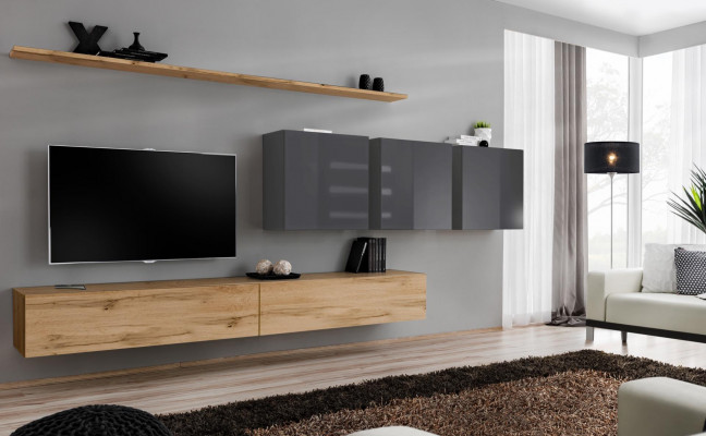 Unité murale brune Salle de séjour Armoire murale Étagère murale Armoire Mobilier de designer
