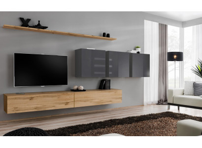 Unité murale brune Salle de séjour Armoire murale Étagère murale Armoire Mobilier de designer