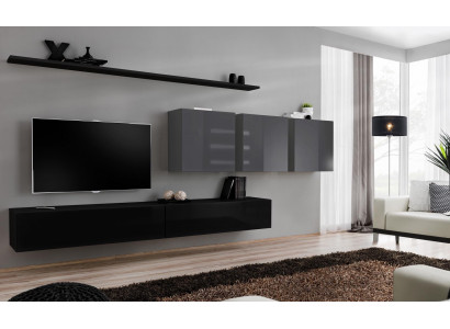 Unité murale design meuble TV bas 3x meuble TV mural Meuble bas de téléviseur Ensemble de meubles 7 pièces