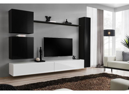 Mobilier en bois Unité murale Moderne Mobilier noir Table basse TV Aménagements Buffet