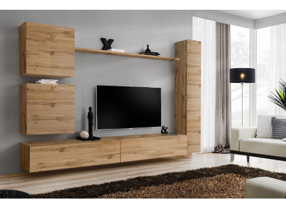 Meuble mural Unité murale moderne Marron Meubles en bois Meubles de salon Designer
