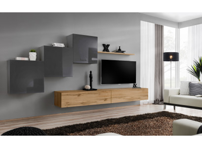 Meuble design moderne de luxe blanc, buffet TV marron pour le salon.