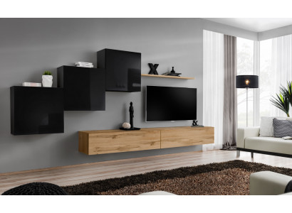 Ensemble de meuble télé murale marron Salon Meuble TV Meuble TV Buffet Étagère murale neuf