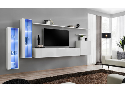 Unité murale complète blanche TV basse Design Salon Armoire murale de luxe