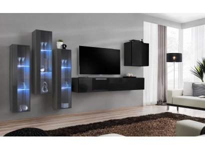 Unité murale design Mobilier de mur Armoire murale Mobilier de salon Bois Moderne