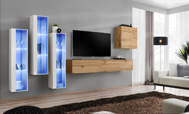 Meubles de salon Unité murale du meuble TV Buffet laqué brillant Armoire murale