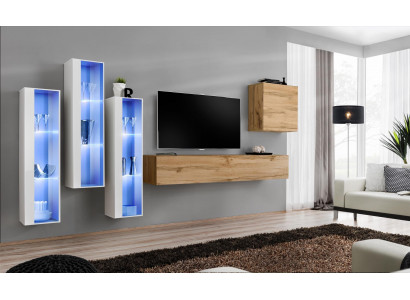 Meubles de salon Unité murale du meuble TV Buffet laqué brillant Armoire murale
