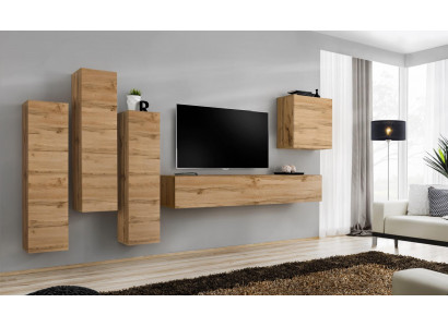 Unité murale Armoire murale brune Meuble TV de salon Bois Meubles de luxe Ameublement