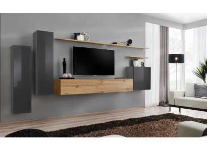 Meuble mural de designer Salon de luxe Stand TV en bois Étagère murale Complètement nouveau