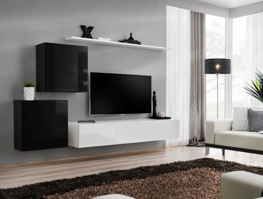 Meuble mural de salon Blanc Meuble TV Design Buffet Mobilier Cabinet mural