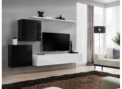 Meuble mural de salon Blanc Meuble TV Design Buffet Mobilier Cabinet mural