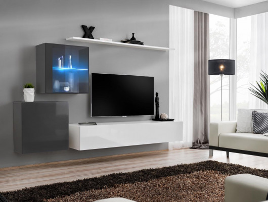 Ensemble de luxe Unité murale moderne Mobilier de salon Étagère murale Meuble TV Bas Suite