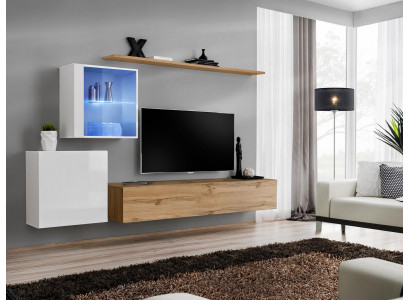 Meuble mural 260 cm Armoire murale de luxe Mobilier de salon Étagères Ameublement Moderne