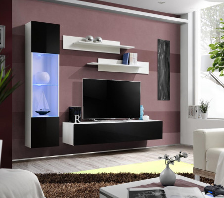 Ensemble de meubles de salon Unité murale Support TV Design Vitrine suspendue Ameublement Mobilier