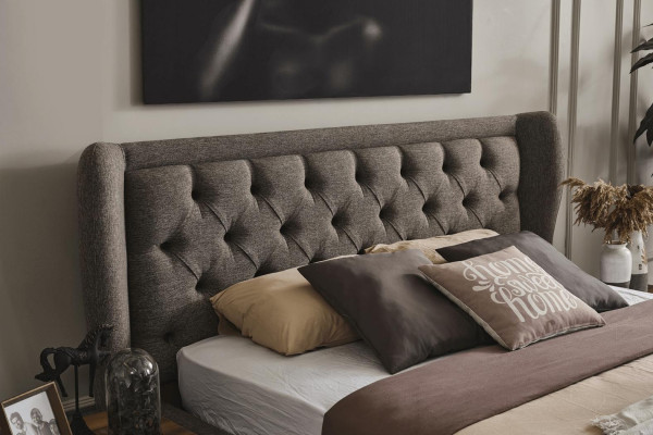 Ensemble de chambre moderne Lit de designer 2x Tables de chevet Commode Miroir