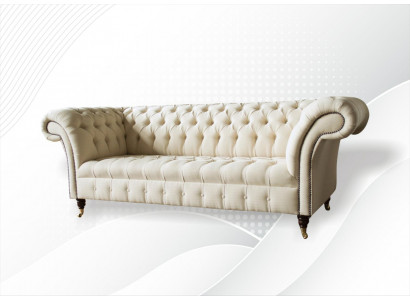 Chesterfield Crème Textile Salon Nouveau Meuble de Design Moderne Créatif de Luxe Canapé