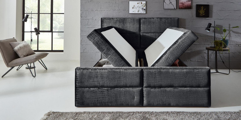 Chic chambre grise, design de meubles en bois élégants, nouveau tissu d'ameublement.