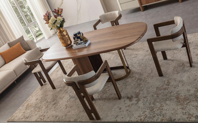 Ensemble de salle à manger moderne Table à manger 4x chaises Commode Miroir Mobilier design