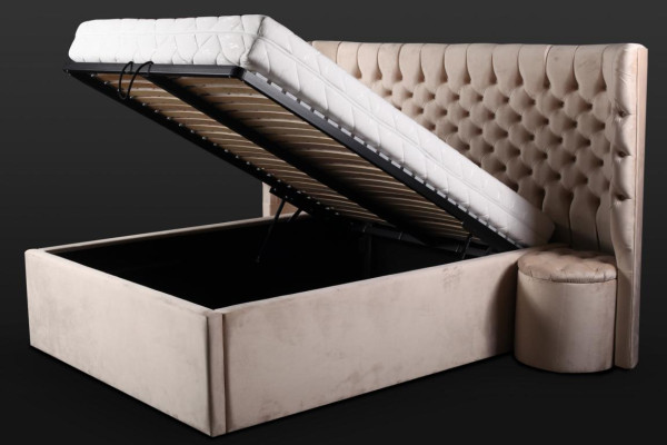 Lit double Chesterfield beige Mobilier de chambre moderne Lits de luxe