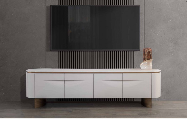 Meuble télé élégant - meuble télé bas - unité murale - buffet - bois blanc - design moderne