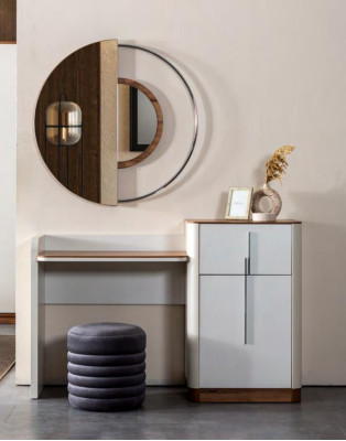 Ensemble de chambre moderne Lit 2x Tables de chevet Coiffeuse avec miroir Armoire nouvelle