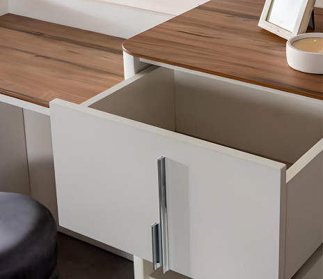 Ensemble de chambre moderne Lit 2x Tables de chevet Coiffeuse avec miroir Armoire nouvelle