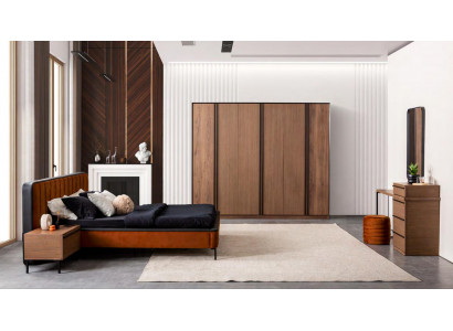 Chambre complète avec lit 2x tables de chevet Armoire Commode Miroir