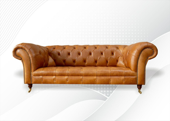 Chesterfield 3 places Canapés Noix Marron Design Moderne Canapé en Cuir Meubles Créatifs
