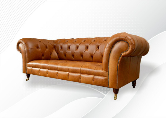 Chesterfield 3 places Canapés Noix Marron Design Moderne Canapé en Cuir Meubles Créatifs