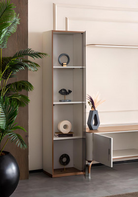 Salle de séjour Ensemble mural TV Meuble bas Étagère Design de luxe Ensemble de 4 pièces Mobilier moderne neuf