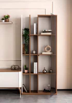 Salle de séjour Ensemble mural TV Meuble bas Étagère Design de luxe Ensemble de 4 pièces Mobilier moderne neuf