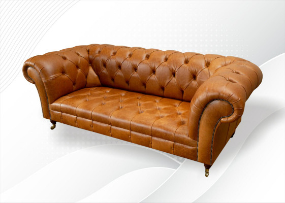 Chesterfield 3 places Canapés Noix Marron Design Moderne Canapé en Cuir Meubles Créatifs