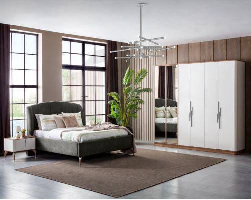 Lit Double Gris Lits Modernes Cadre de Lit de Luxe en Bois Nouveau