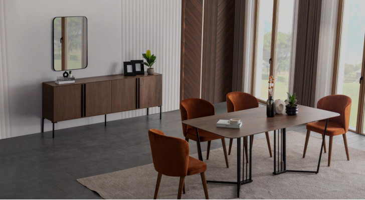 Salle à manger Commode Buffet avec Miroir Moderne nouveau Luxe Commodes en Bois Design