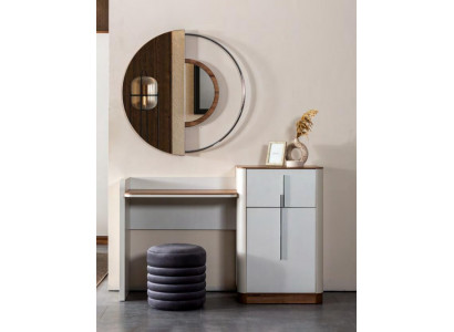 Table de toilette au design moderne en blanc avec miroir Mobilier de chambre de luxe 2 pièces neuf