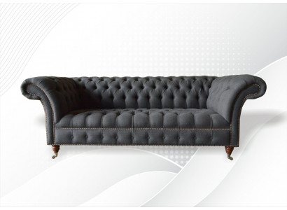 Chesterfield 3 Sièges Textile Gris Foncé Canapés Design Moderne Canapé Mobilier Designer