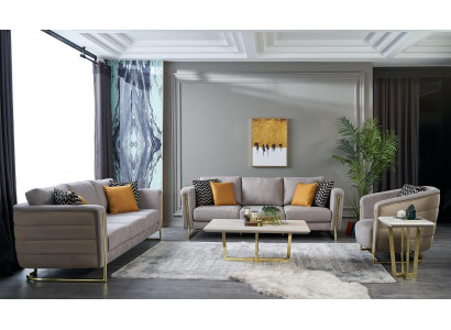 Ensemble de canapé canapé en tissu ensemble de canapé canapé rembourré gris moderne 3 pièces