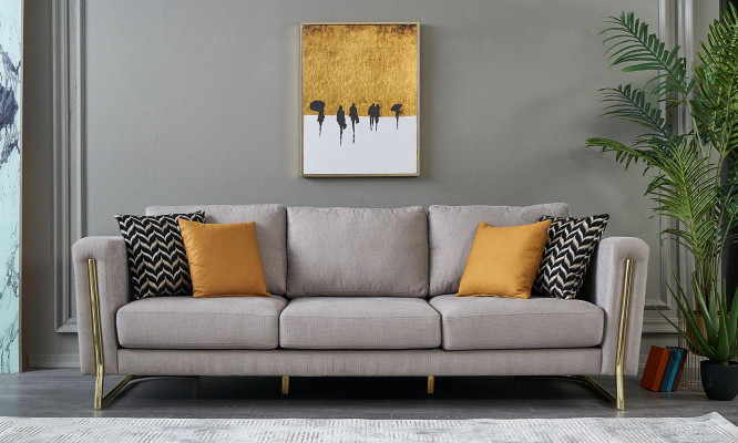 Ensemble de canapé canapé en tissu ensemble de canapé canapé rembourré gris moderne 3 pièces